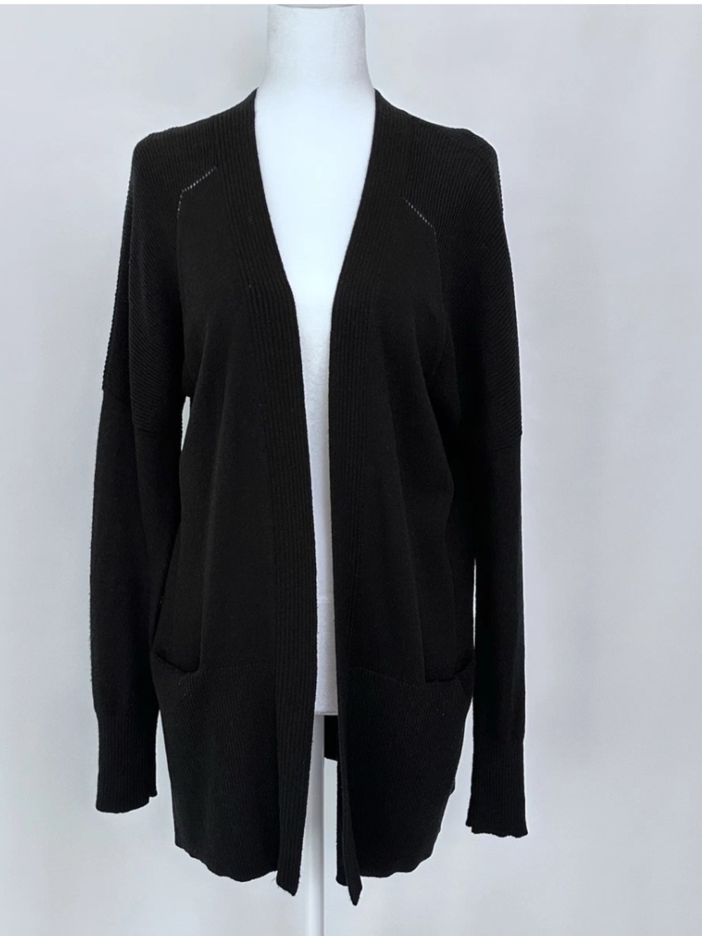 Vince 100% Cashmere Black Longline Open Front Cardigan XS